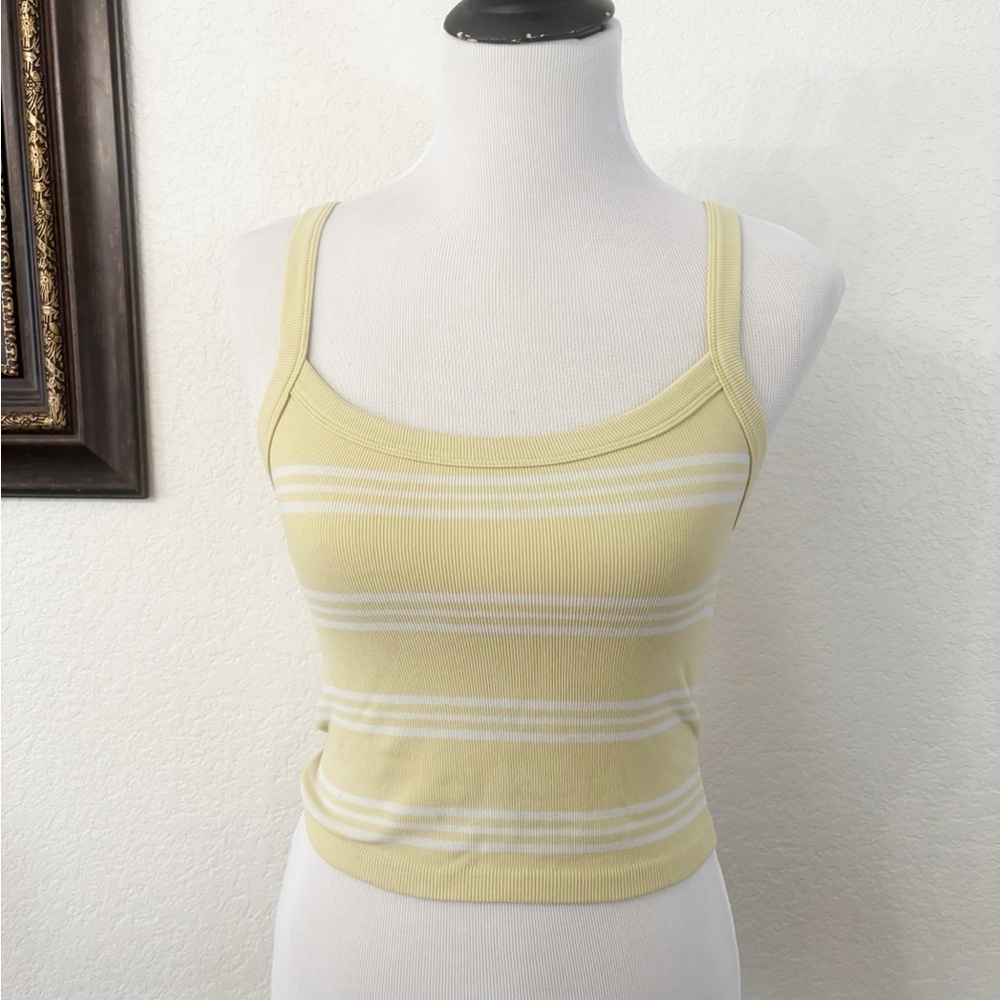 Forever 21 Soft Yellow‎ and White Striped Camisole